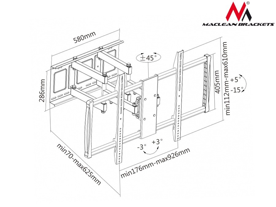 Stenski nosilec za TV MC-679, 60-100", do 80 kg 2
