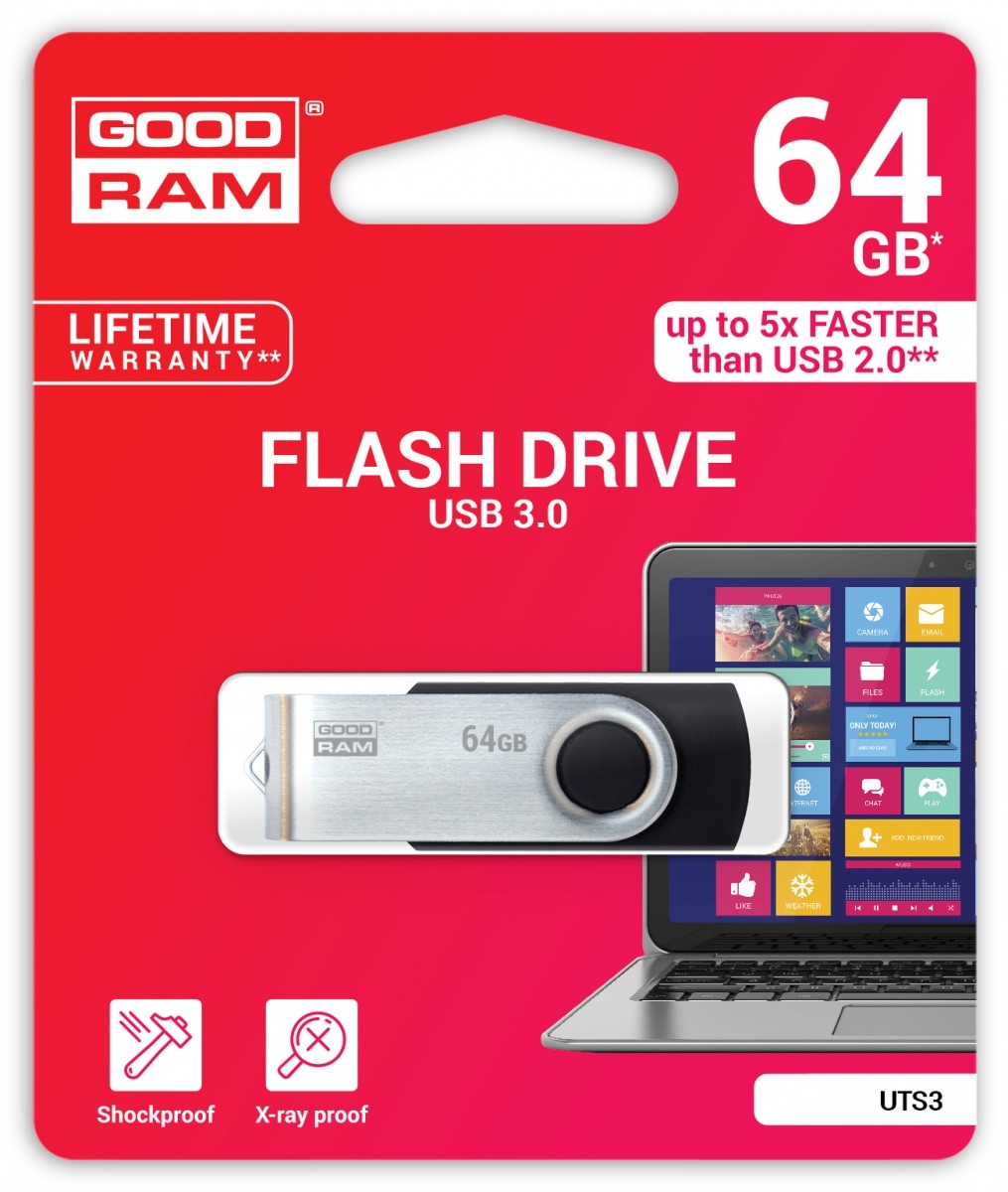GOODRAM USB 3.0 ključ, 64GB, TWISTER, črn