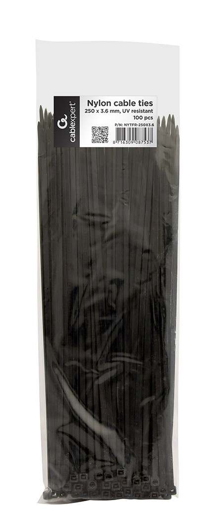Nylonski kabelski svežnji 25 cm, 100 kosov, črni 2