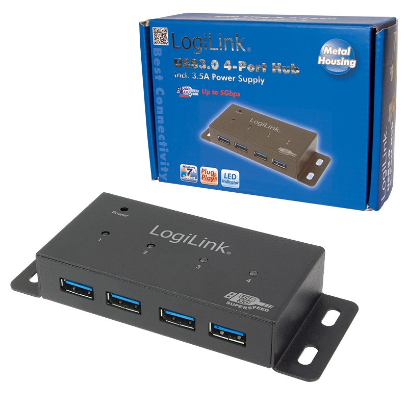 Aktivni USB 3.0 HUB s 4 vhodi, kovinsko ohišje