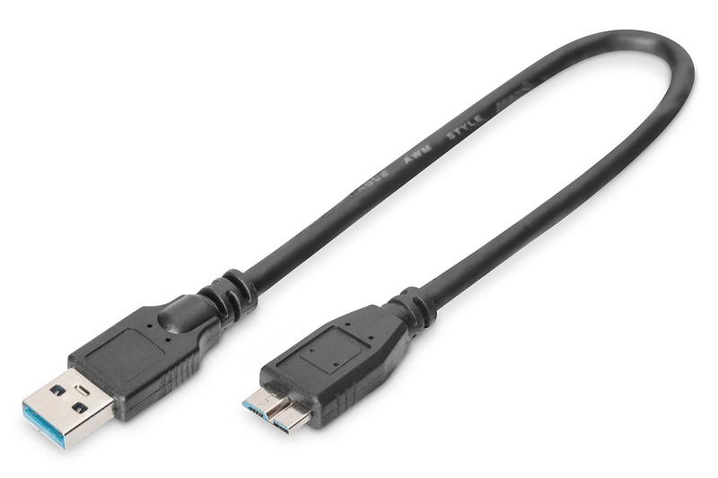 USB 3.1 Gen.1 A/microUSB B kabel, 0,25m, črn