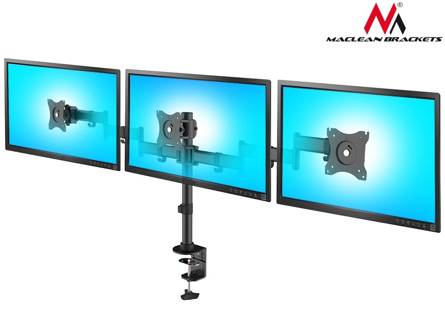 Dvojni nosilec za 3 LCD monitorje, 13"-27", 8kg 2