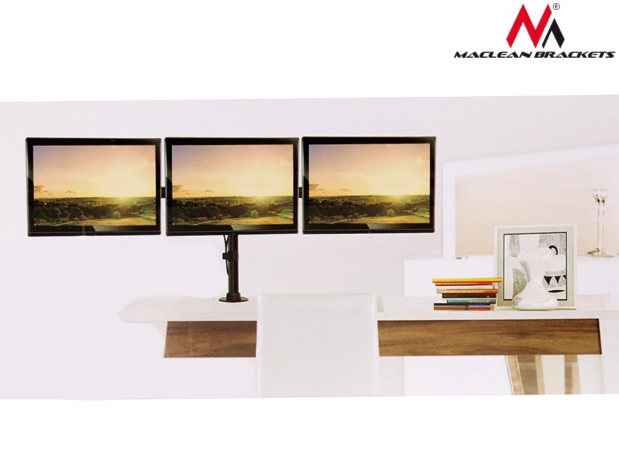 Dvojni nosilec za 3 LCD monitorje, 13"-27", 8kg 5