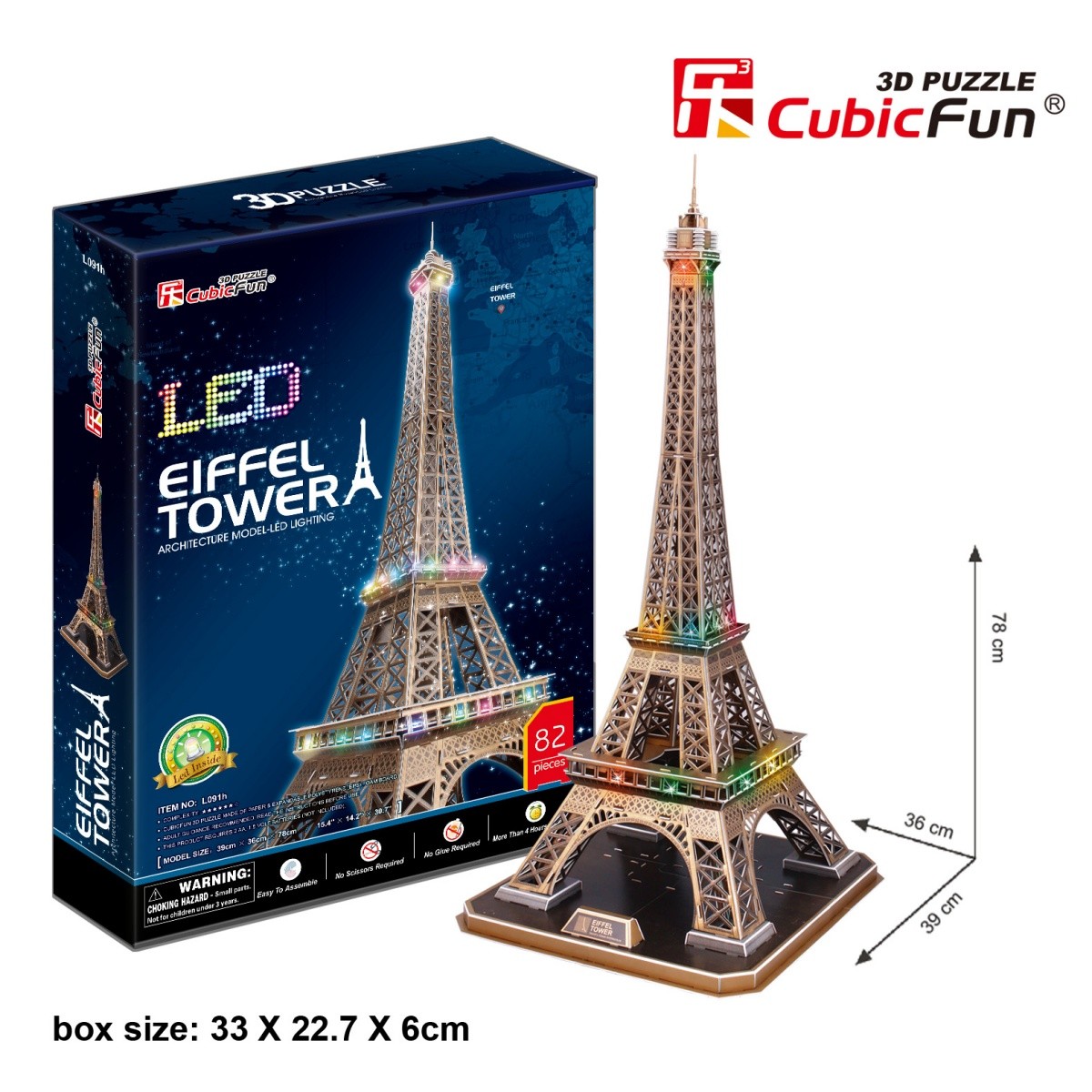 3D Puzzle Eiffelov stolp (z lučjo)