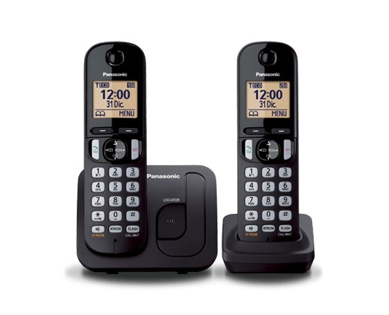 Brezžični telefon DECT, črn, z dodatno slušalko