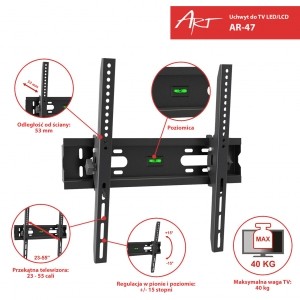 Stenski nosilec za TV LCD/LED 23-55" 40kg 2