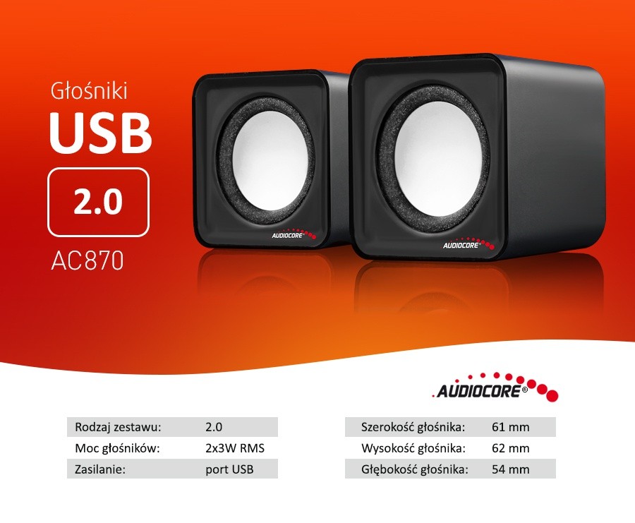Računalniški zvočniki 6W USB AC870B, črni 8