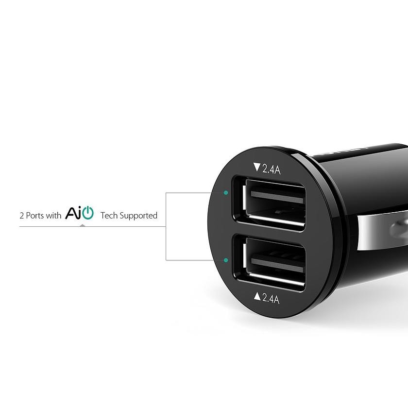 Avtomobilski polnilnik AiPower CC-S1, 2xUSB, 4.8A, 24W 2