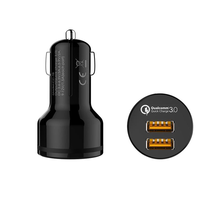 Avtomobilski polnilnik CC-T8 Quick Charge 3.0, 2xUSB, 6A, 36W 2