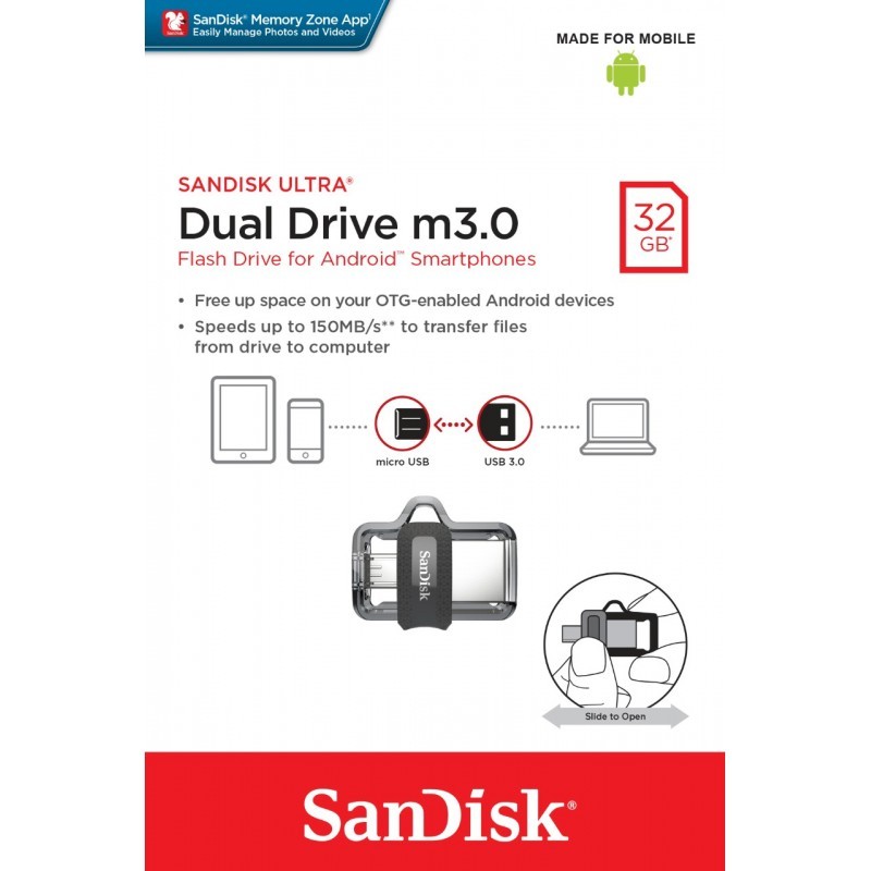 SanDisk Ultra Dual Drive USB 3.0, 32GB, 150MB/s 7