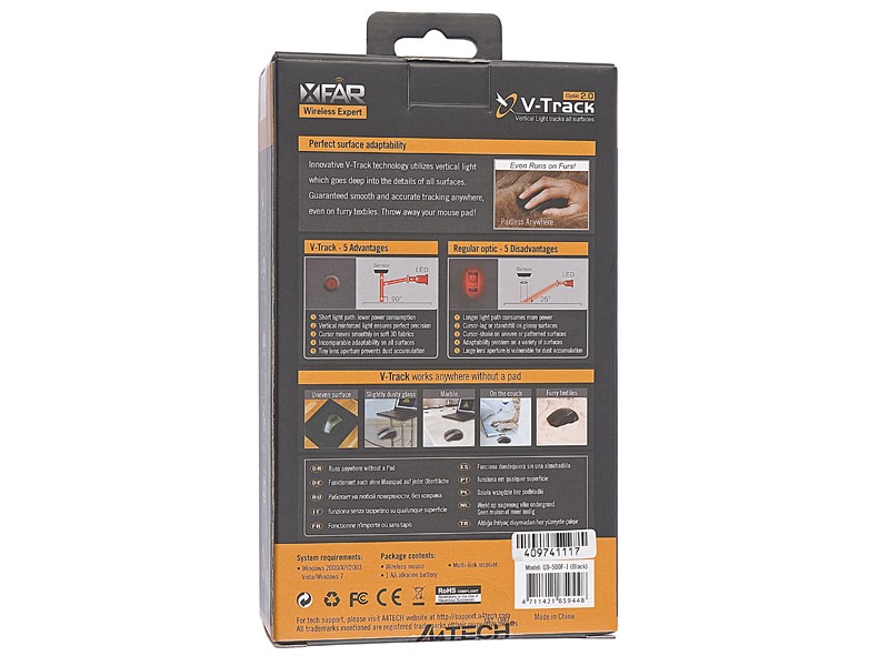 Brezžična miška V-TRACK G9-500F-1 RF NANO, črna 5