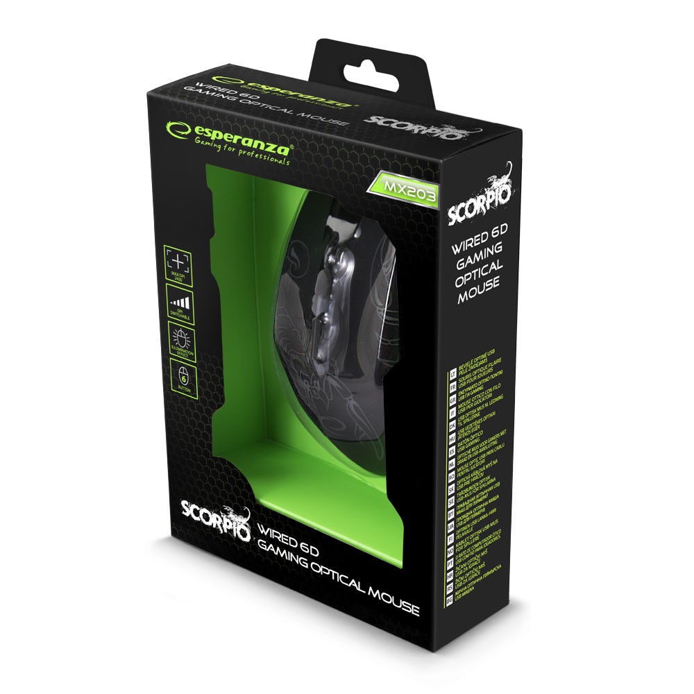 Žična miška za igralce MX203 SCORPIO, USB, optična, modra 4