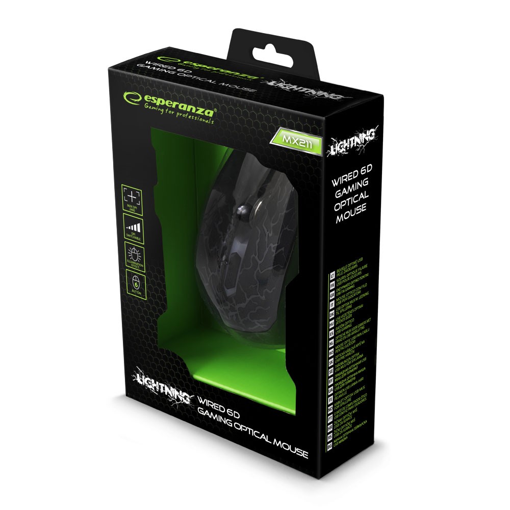 Žična miška za igralce MX211 LIGHTNING, USB, optična 5