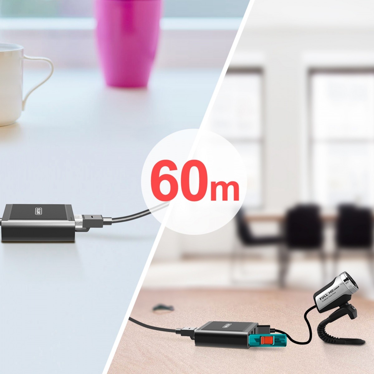 USB 2.0 podaljšek preko IP, 4x USB, 60m (Y-2516) 6