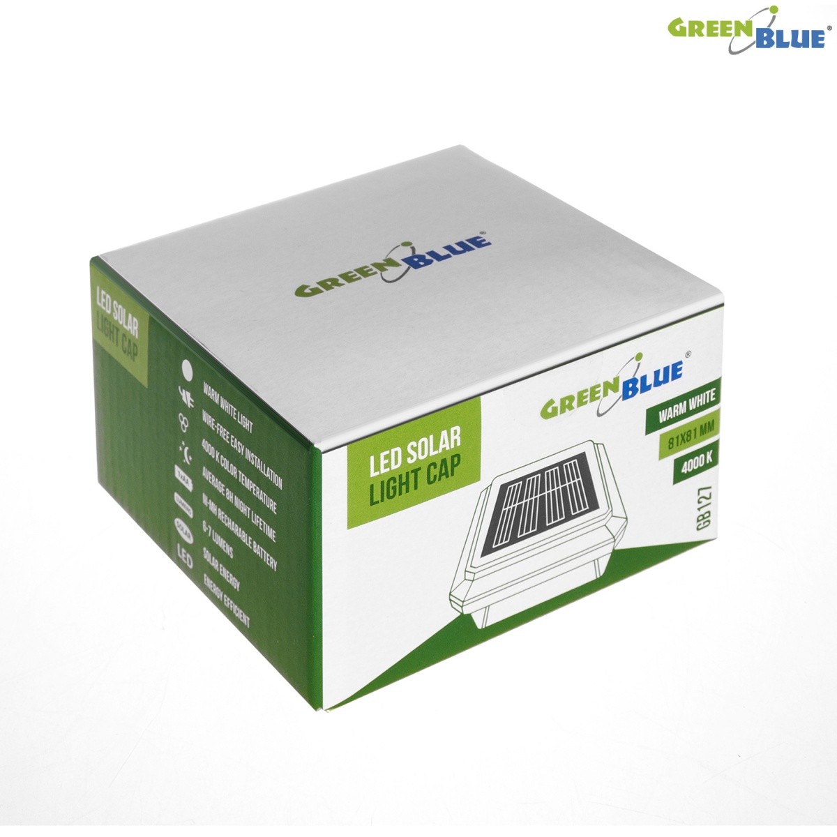 Solarna LED svetilka za steber GB127 (80x80 cm) – srebrna 2