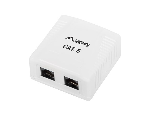Lanberg Nadometno vtičnico 2x RJ45 Cat.6, bela