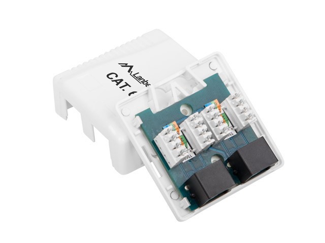 Lanberg Nadometno vtičnico 2x RJ45 Cat.6, bela 2