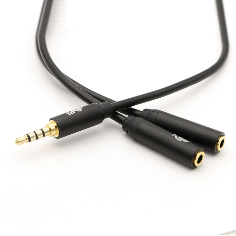 Kabel 3,5mm Mini Jack - 2x 3,5mm M/F adapter 30cm 3