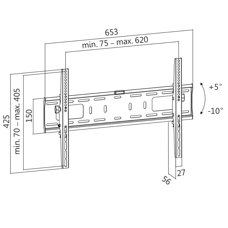 Stenski nosilec za TV/monitor LCD/LED VESA, 37-70 palcev, do 50 kg 3