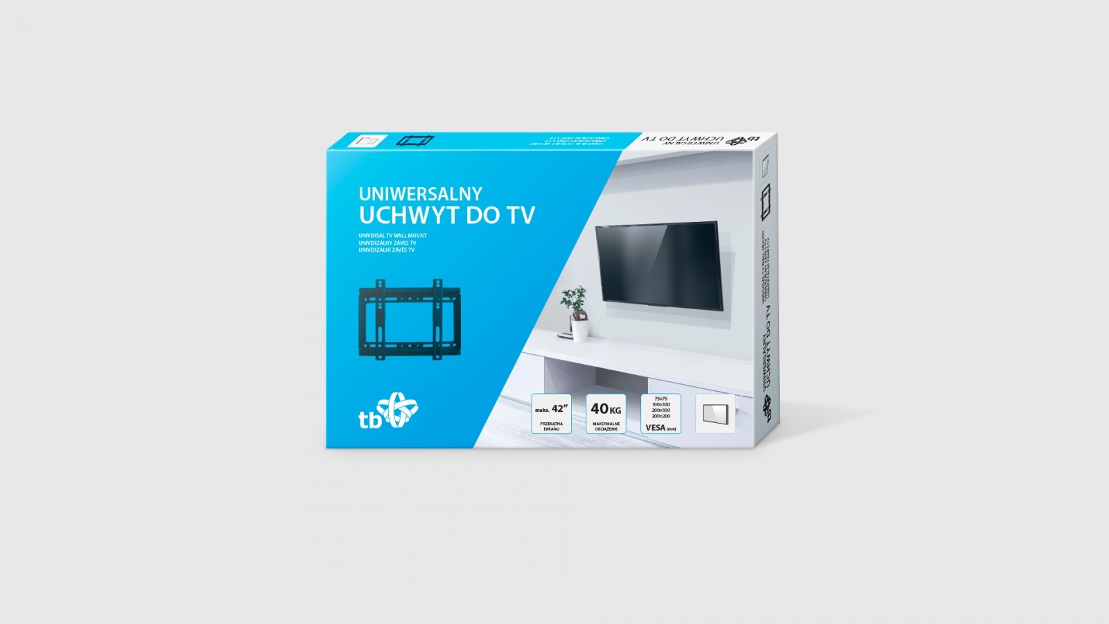 Stenski nosilec TB TB-250 za TV do 42" (40kg, VESA 200x200) 2