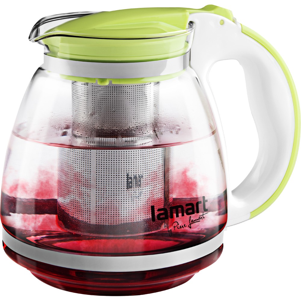 Steklena posoda z vstavkom za čaj/kavo LT7028, zelena, 1,5L 2