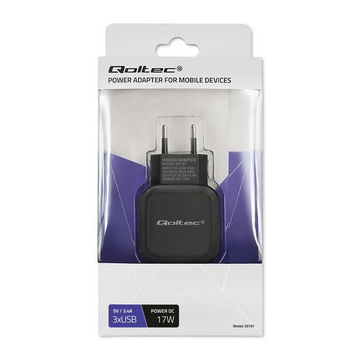 Polnilnik 17W, 5V, 3.4A, 3xUSB 2