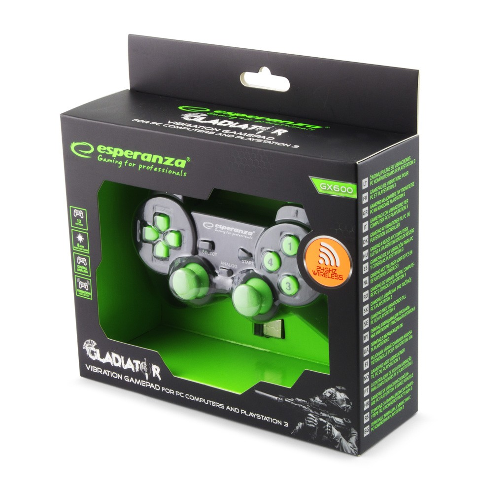 Brezžični igralni plošček Esperanza Gladiator 2.4GHz za PS3/PC 3