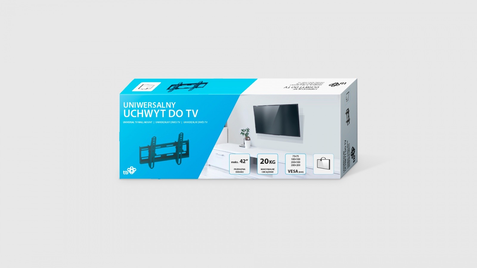 Stenski nosilec za TV do 42" (20kg, VESA 200x200) 2