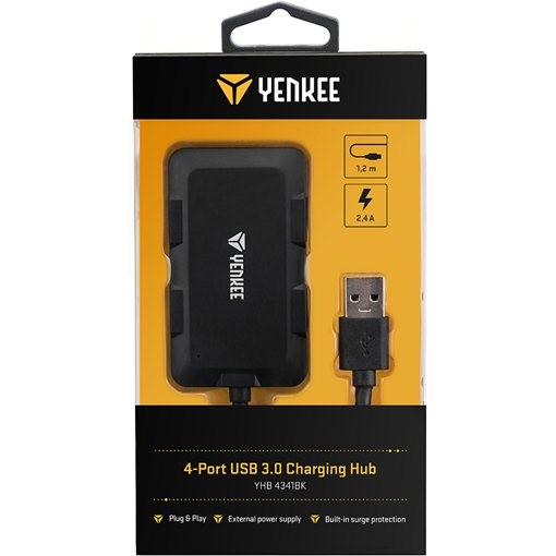 Polnilni hub s 4 USB vhodi YHB 4341BK 4