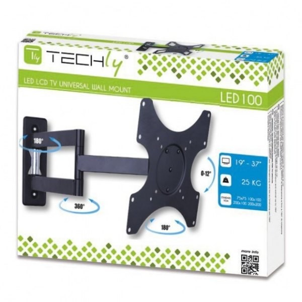 Techly Stenski nosilec za LCD/LED 19-37" dvojno roko, 25kg, črn 2
