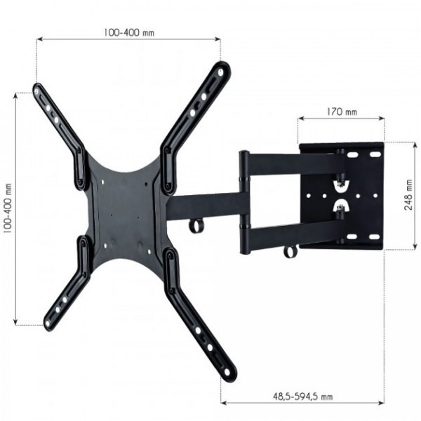 Techly Stenski nosilec za LCD/LED 23-55" dvojno roko, 45kg, črn 4