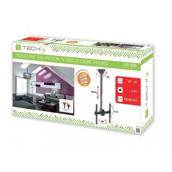 Techly Stropni nosilec za LCD/LED 32-55" črn, 50kg 2