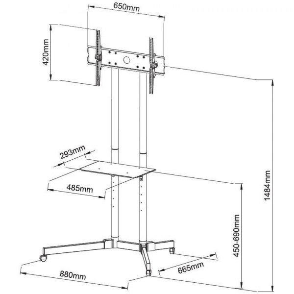 Techly Mobilni voziček za LCD/LED 30-65" nastavljiv, 60kg 4