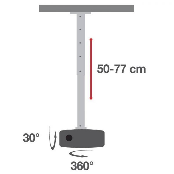 Stropni nosilec za projektor 50-77cm bel, 15kg 3