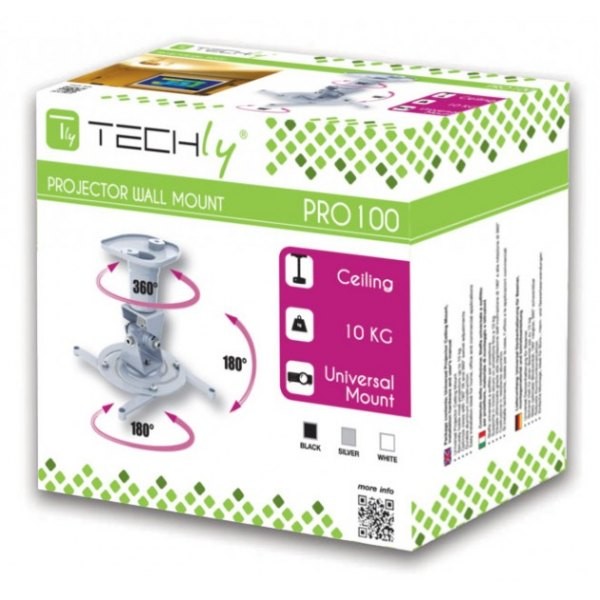 Techly Nosilec za projektor 22cm stropni, bel, 10kg 2