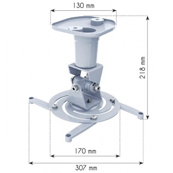 Techly Nosilec za projektor 22cm stropni, bel, 10kg 3