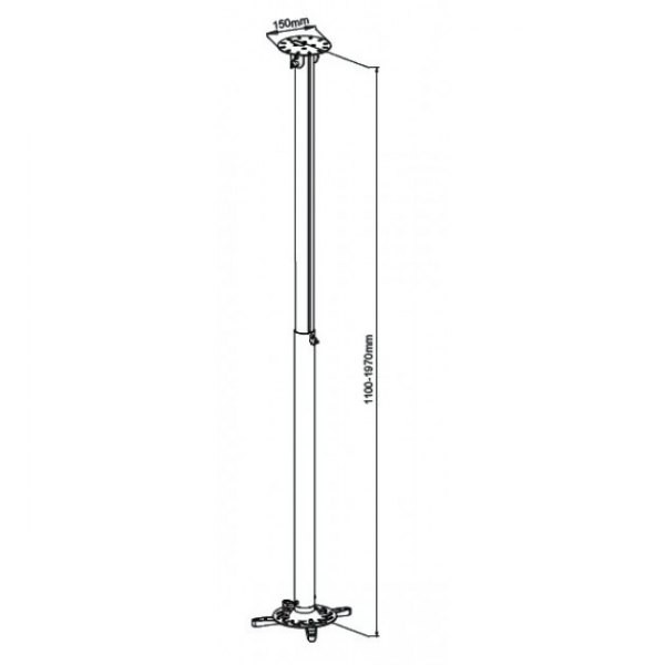 Stropni nosilec za projektor Techly 110-190cm, srebrn, do 15kg 3