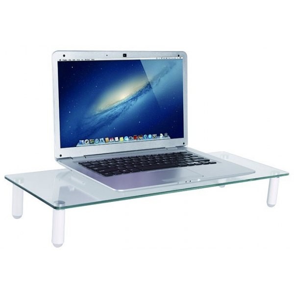 Stojalo za monitor, stekleno, belo, do 32" 3