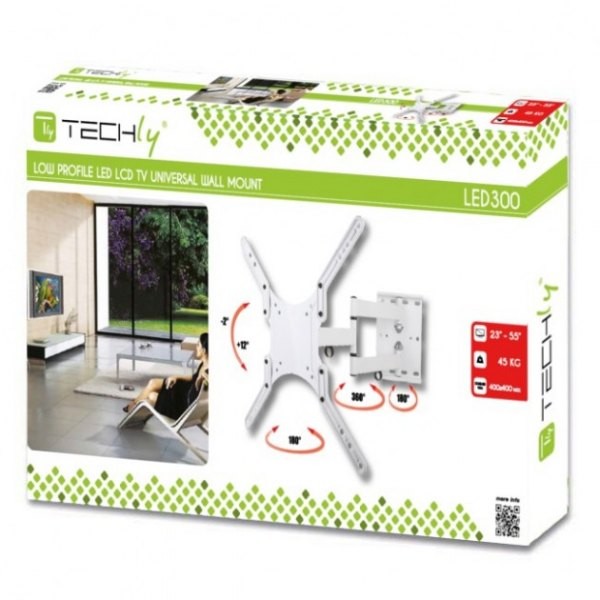 Stenski nosilec za TV LCD/LED 23-55", nastavljiv, bel 2