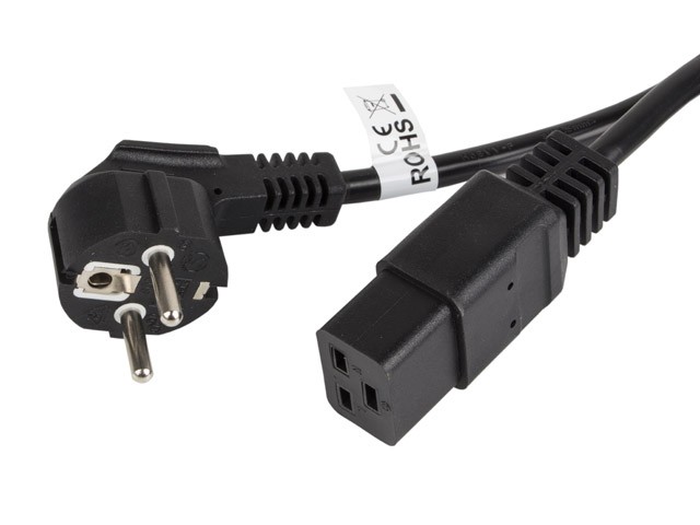 Napajalni kabel CEE 7/7 - IEC 320 C19, 1.8m, 16A, VDE, črn