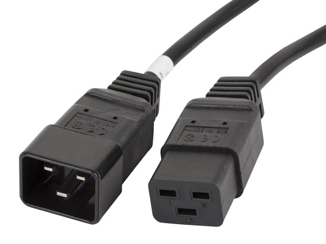 Podaljšek napajalnega kabla IEC C19 - C20 VDE 1.8M črn