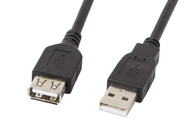 Podaljšek USB 2.0 kabel AM-AF črn 1.8M