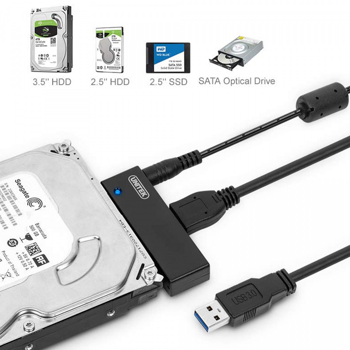 Adapter USB 3.0 na SATA III HDD/SSD 2,5/3,5 Y-1039 8