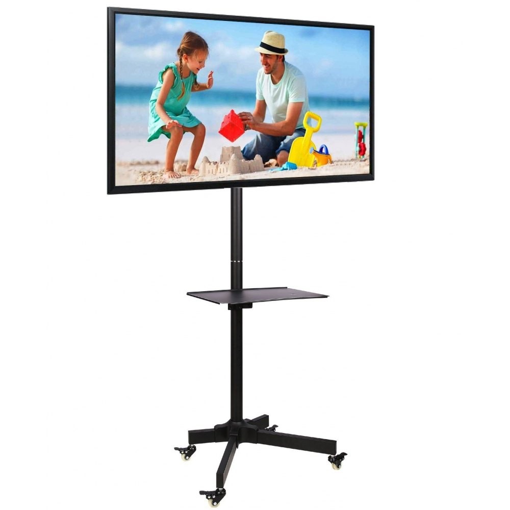 Mobilni TV stojalo Techly za LCD/LED 23-55" z višinsko nastavitvijo in polico, črn 2