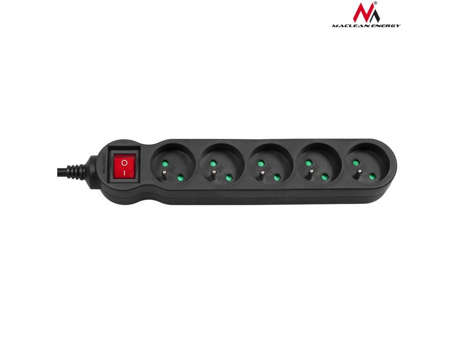 Napajalni trak Maclean MCE184, 5 vtičnic, 3m, 2300W, črn 2