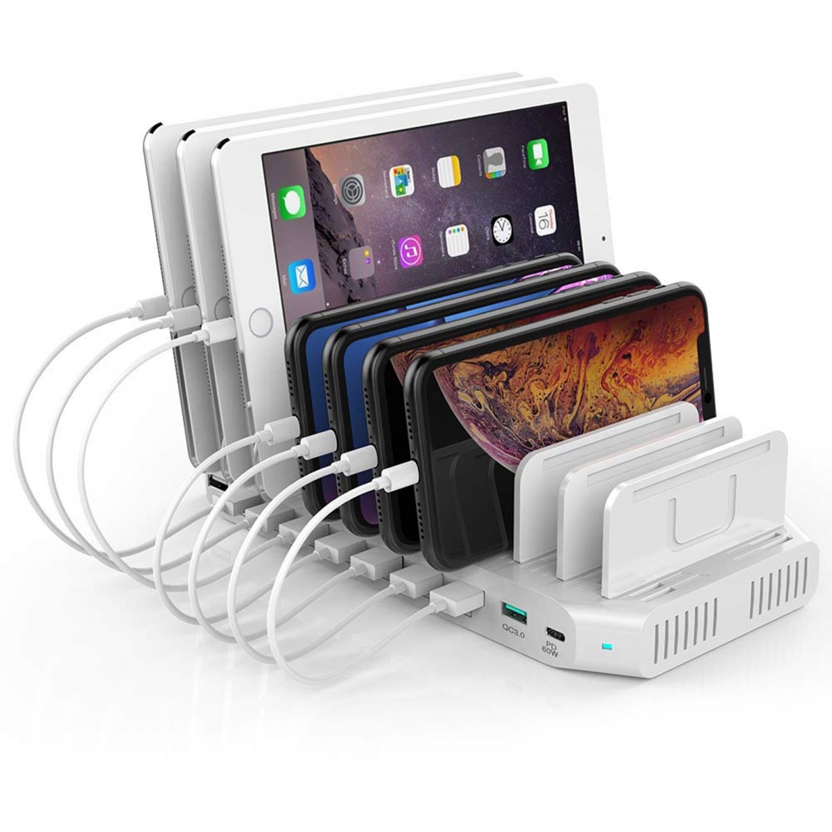 Polnilna postaja 10x USB, 160W, QC3.0, USB-C (Y-2190) 5