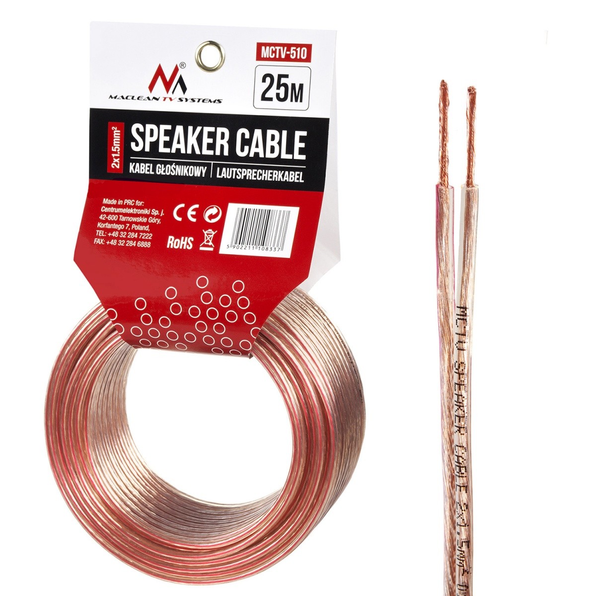Zvočniški kabel 25m MCTV-510 2x1.5mm2