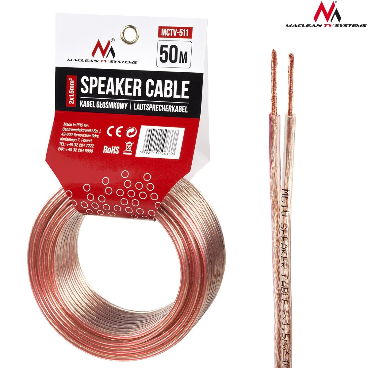 Zvočniški kabel 50m MCTV-511 2x1.5mm2