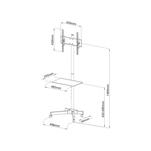 Voziček/stojalo za TV 23-55" 25 kg S-09 z ročajem 4