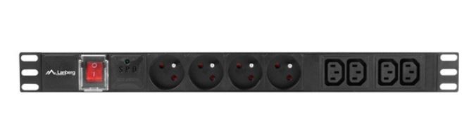 Napajalna letev Rack PDU 19", 4x poljska + 4x IEC C13 vtičnica 4